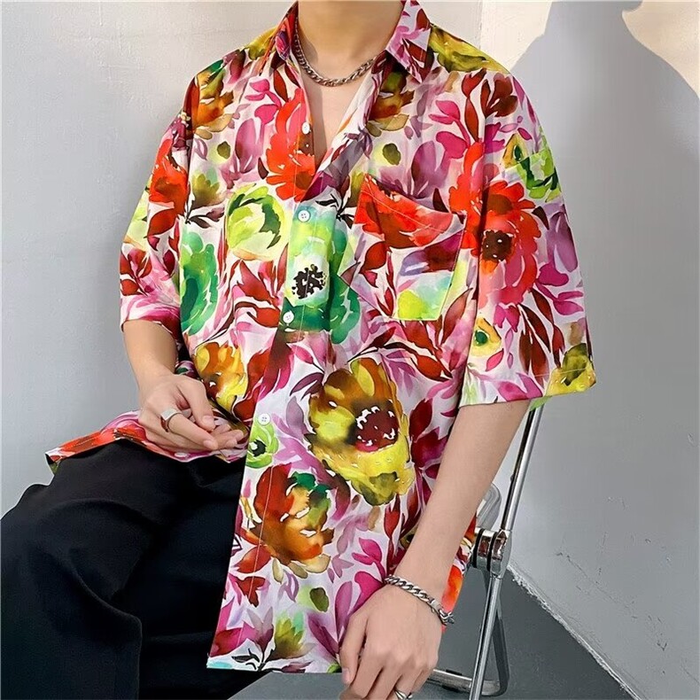 夏威夷风三亚泰旅游短袖花衬衫男海南岛沙滩服T5101-P26图片