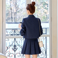 欧货小香风时尚套装女2025春装新款学院风气质炸街百褶短裙两件套，女装套装/套裙，沁沁公主
