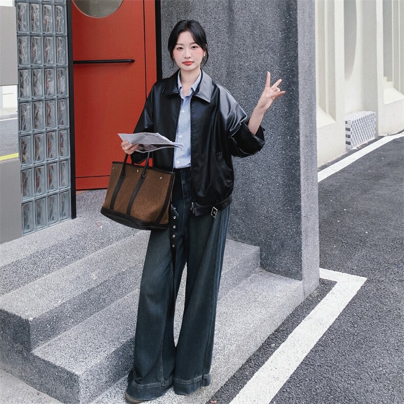【大货】皮夹克外套D66P155K238,女装皮衣,2D008