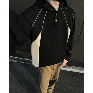 得物品质新款设计反光条纽扣连帽款男士卫衣休闲p70加绒p80,居家穿搭女秋冬图片
