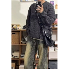 美式高街宽松水洗黄泥色牛仔裤男潮牌复古vibe设计款潮-N807-P55，男装牛仔裤，星座1001-1