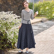 现货现货格子半身裙女收腰2026春装新款超火穿搭一整套裙，女装套装/套裙，伊仟回