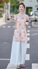 新中式盘扣上衣风套装夏季新款宽松裤子阔腿裤两件套现货，女装套装/套裙，唯婧