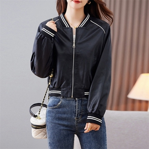 欧货皮衣外套女机车服短款上衣2023秋季新款pu皮棒球服夹克潮ins图片
