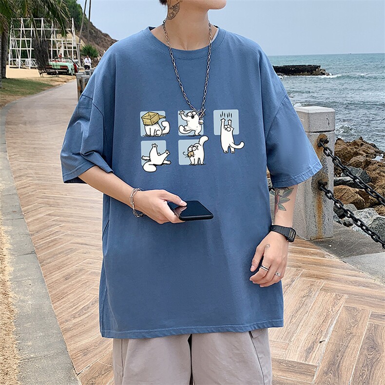 DX17097-P20纯棉短袖t恤男大码半袖打底衫宽松体恤衫港风,男装T恤,电商A040