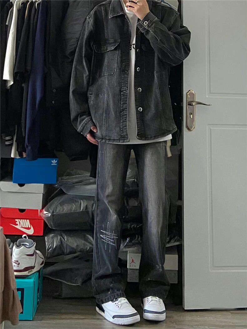 美式高街牛仔裤男潮牌个性显高休闲裤G1807/P50,男装牛仔裤,电商D202-1