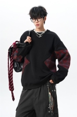 8XL-M春秋季圆领拼接撞色民族风卫衣男新款潮牌上衣服WY005P58，男装民族服装，电商B312