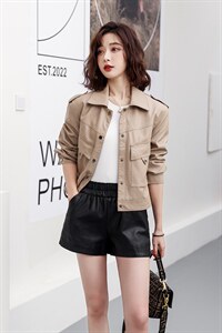 黑色皮衣外套短款女2025新款气质女神范休闲百搭显瘦小个子皮夹克图片