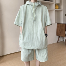 8XL-M休闲运动套装大码工装短袖冰丝薄款连帽户外防晒衣TZ1701P68，男装休闲套装，电商B238