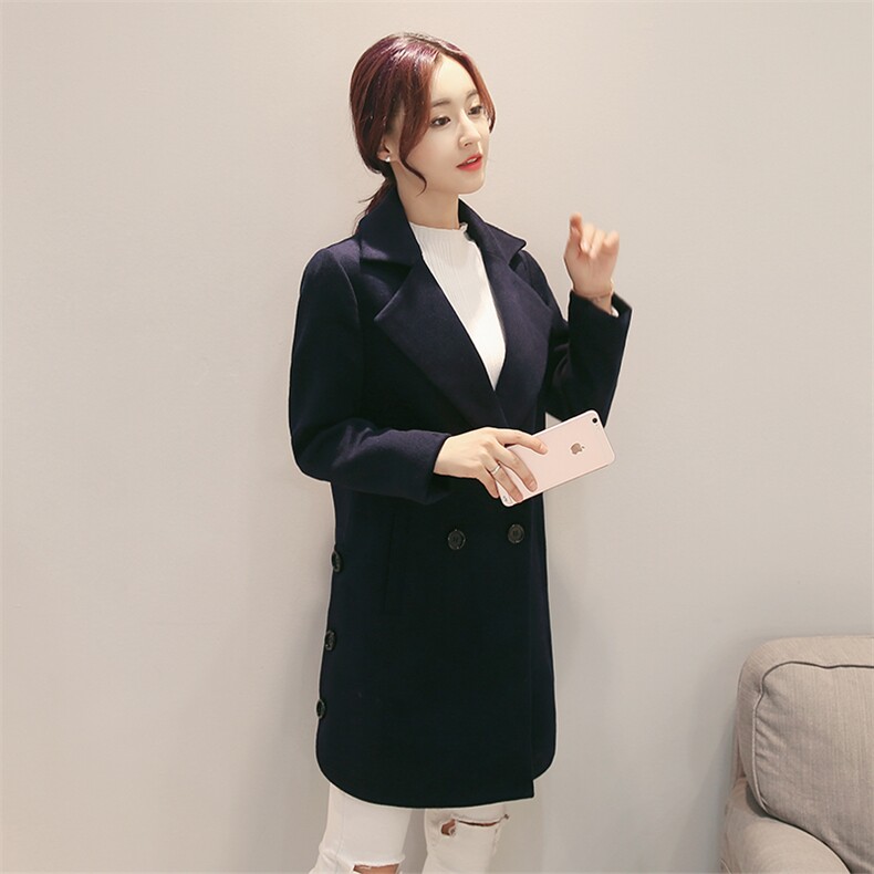 中长款长袖2020年冬季甜美羊毛毛呢外套西装领直筒,女装毛呢外套,笃写