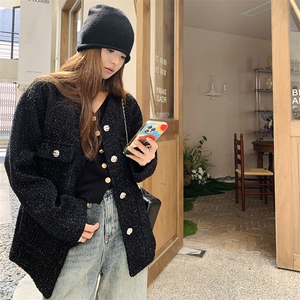 法式千金风小香风短外套女春秋2025新款超火好看独特显瘦开衫上衣图片