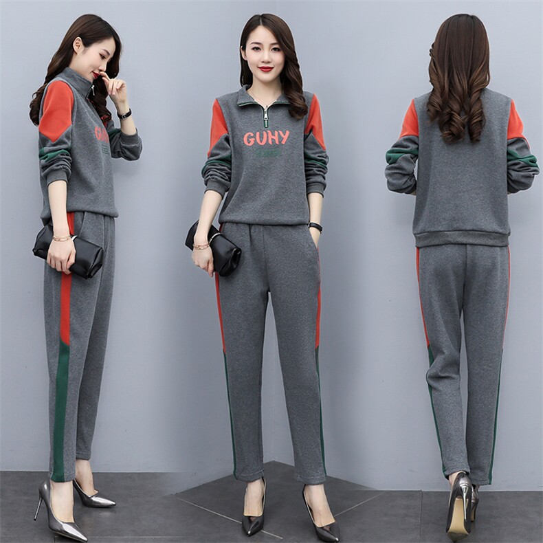 时尚拼接减龄套装女2025新款韩版春秋休闲运动宽松显瘦卫衣两件套,女装套装/套裙,凯瑟曼