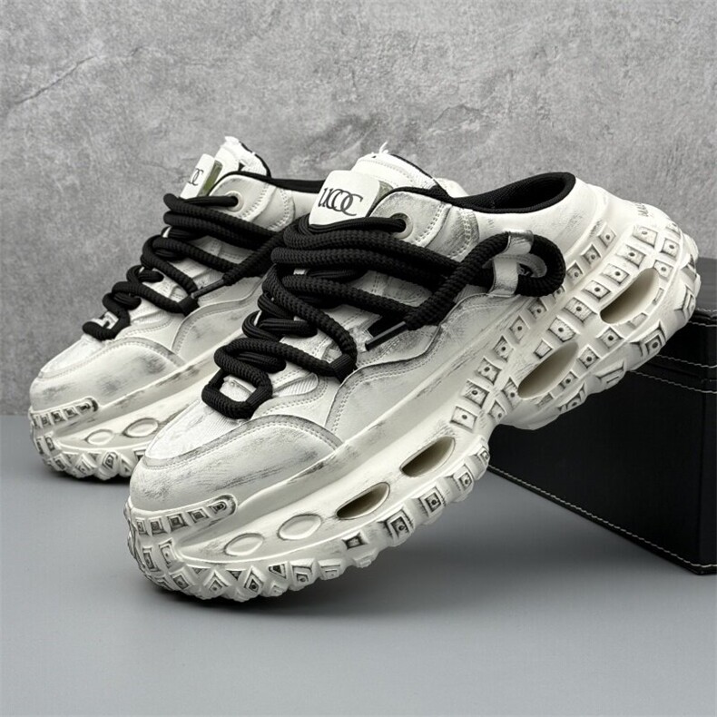 X5031-p265夏季新款一脚蹬外穿包头半拖鞋复古擦色半拖老爹鞋男，男鞋拖鞋，星座1407-3