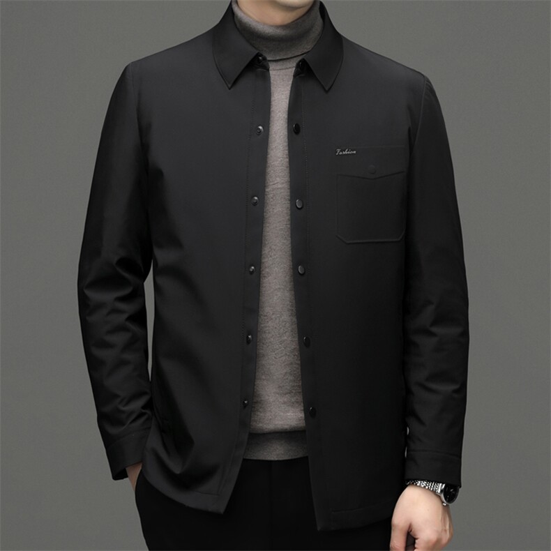 男士翻领纯色羽绒服冬季新款中年男装商务休闲上衣厚款保暖外套,男装羽绒服,电商B212（原钱塘6029）