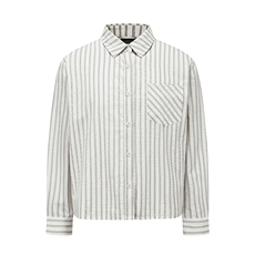 美式潮牌高街复古泡泡纱竖条纹日系肌理长袖衬衫男女休闲宽松衬衣，男装衬衫，电商A443