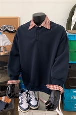 学院风polo领假两件卫衣男cp136-特p55，男装卫衣，电商B371