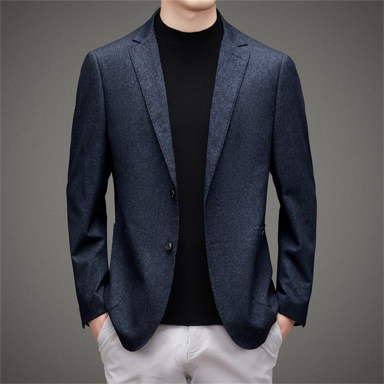 2022休闲西装男士春秋薄款西服韩版修身男装爸爸商务小西装外套潮图片