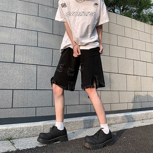 现货 夏季美式复古毛边短裤五分乞丐破洞牛仔裤男 K5808-P35 控58图片