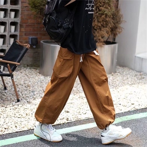 高级感裤子男高街ins潮宽松垂感阔腿裤日系束脚工装裤子A7132-P42图片