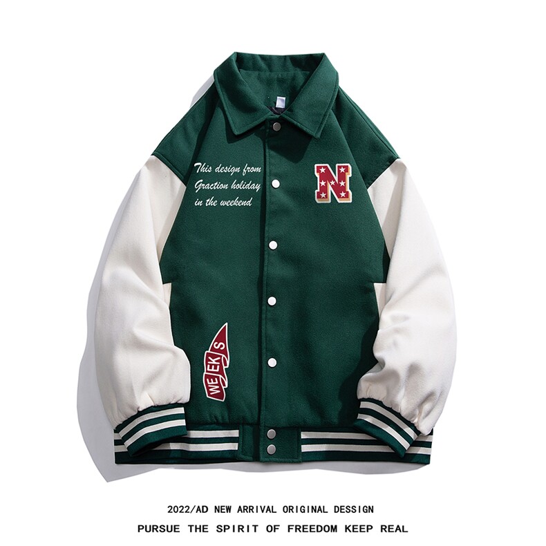 白底 23新款秋季时尚百搭宽松字母印花潮流夹克外套G601P85控108图片