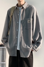 衬衫男2025春季灯芯绒新款港风大码宽松长袖衬衣CS025-P38，男装衬衫，星座214-3