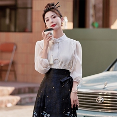 新中式国风刺绣女2025年春季新款气质优雅中式，女装衬衫，采品优优