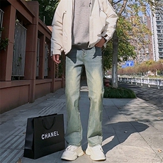 秋冬季男款长裤美式复古微喇叭牛仔裤高街休闲裤1412-2/992/P60，男装牛仔裤，星座1412-2