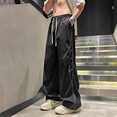 男新款青少年时尚褶皱速干冰丝直筒阔腿裤HK147P38，男装休闲裤，星座1116-2