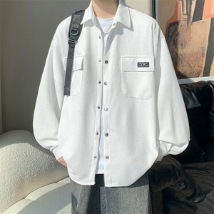 1港风华夫格工装大码M-5XL情侣女衬衣男长袖衬衫男CS7754P45控68图片