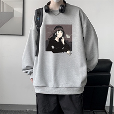华夫格卫衣圆领卫衣男大码长袖t恤男外套HW76122-P30加绒款-P40，男装卫衣，电商A040