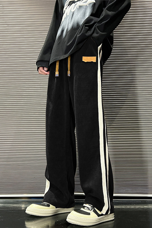 23秋欧棉绒灯芯绒拼接宽松休闲裤XZ603-K730-P55控68,男装休闲裤,星座603