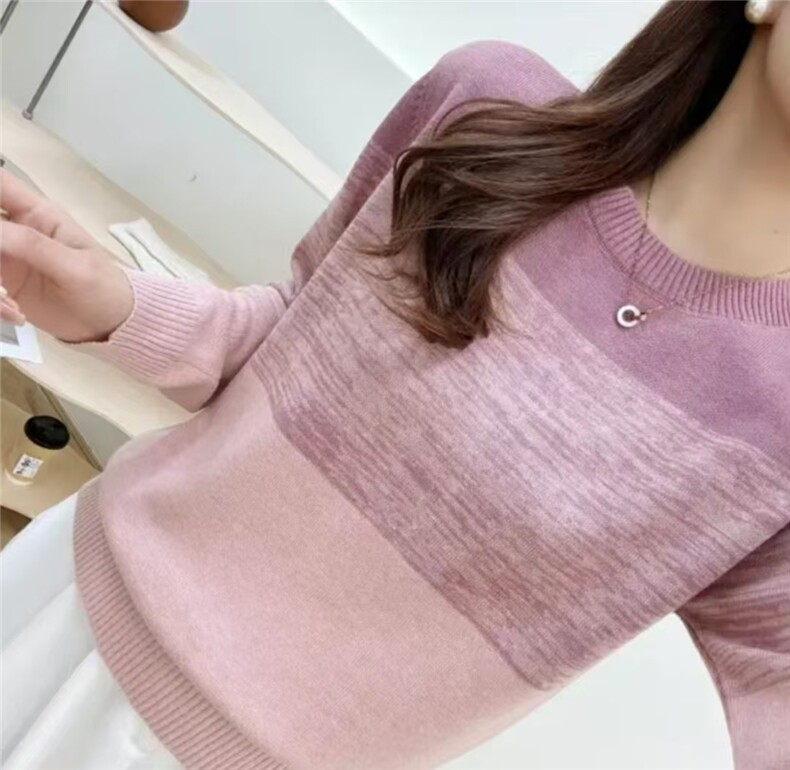 打底衫上衣女装新款2025春秋V领长袖慵懒风针织毛衣,针织衫/毛衣,众美斯特