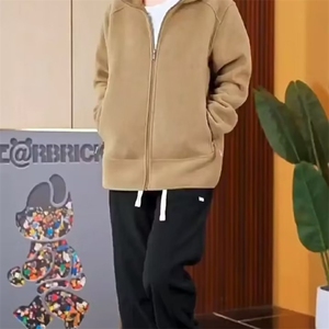 摇粒绒纯色开衫卫衣男秋冬季2023款潮宽松百搭加厚冬连帽拉链图片