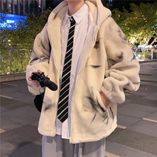 毛毛衣男韩版潮流保暖宽松连帽帅2024冬季新款ins外套MF046-P81，男装棉衣，星座412-3