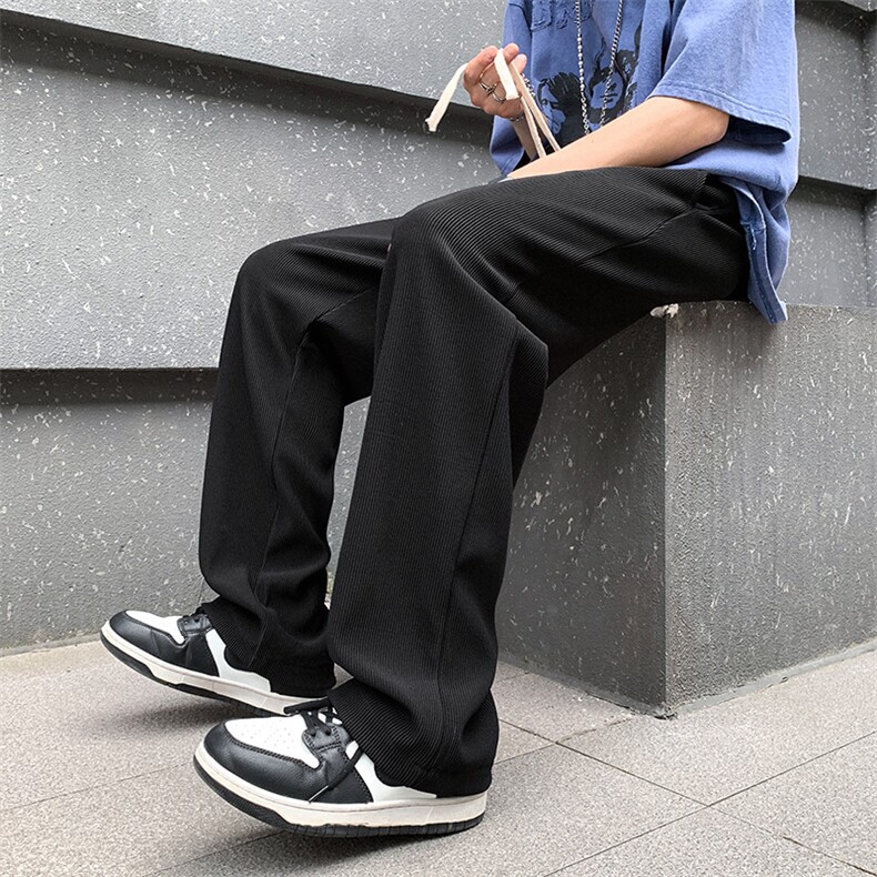 k3606-P45夏季新款潮流百搭中性男女情侣纯色垂坠感拖地休闲卫裤,男装休闲裤,电商A009A（原A058A）