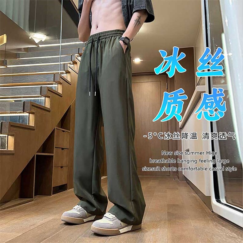 控价69 夏季冰丝微喇长裤休闲裤速干冰丝面料轻薄K5666 P35图片