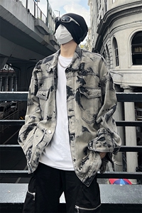 现货5千件 男女美式牛仔外套春扎染破坏牛仔衣高街夹克NT521P75图片