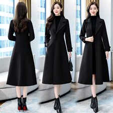 红色中长款双面羊绒大衣女秋冬显瘦本命年洋气西装领风衣毛呢外套，女装毛呢外套，凝聚力