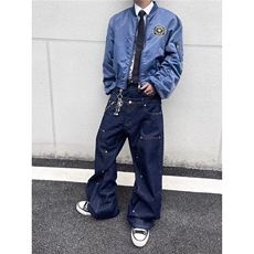时尚慵懒日系原宿文艺简约新款ins流行潮流牛仔裤气质百搭，男装牛仔裤，星座516A