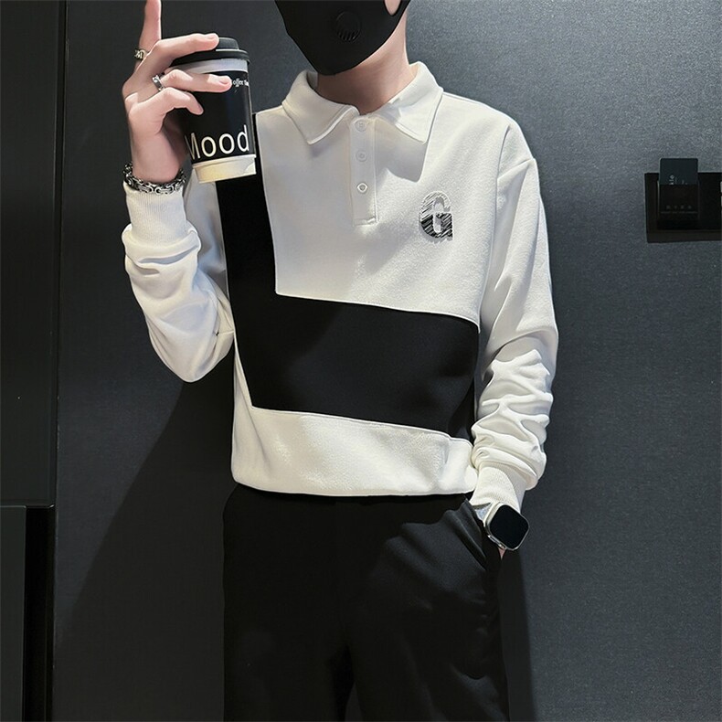 痞帅高级感拼接翻领男士卫衣外套社会小伙店主风301C-WY49P58控78,男装卫衣,星座301C（原B323）