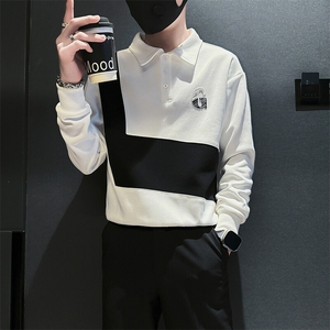 痞帅高级感拼接翻领男士卫衣外套社会小伙店主风301C-WY49P58控78图片