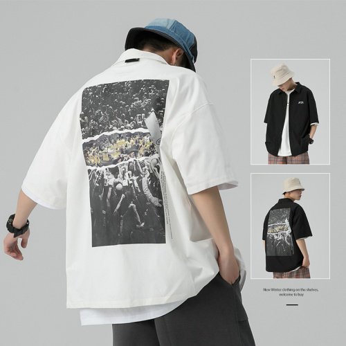 【】A003-HC2070-P40背面大印花短袖衬衫控价56元无影墙，男装衬衫，电商A003