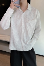 秋季网红小众肌理感裂纹花长袖衬衫男韩版宽松高级感衬衣CS873P65，男装衬衫，电商B267