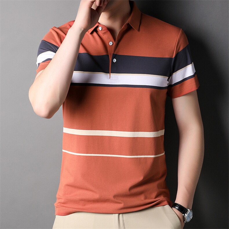 爸爸t恤男士短袖夏季中年翻领男装中老年人冰丝polo衫上衣服夏装图片