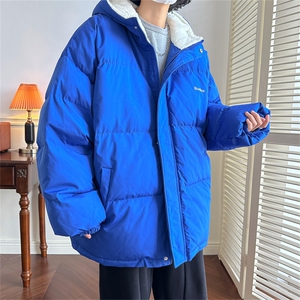 MY6139/P110冬季港风连帽刺绣羊羔毛棉衣男女大码面包服棉袄外套