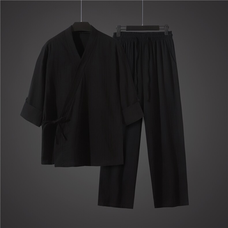 风纯棉休闲衬衫长裤套装禅服衬衣两件套TZ504-P105，男装衬衫，星座313B-4（原星座309A-1）