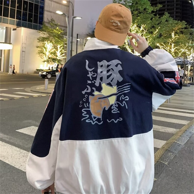 工装棒球服男秋季潮流拼色宽松休闲上衣日系夹克外套W3837-P48,男装夹克,星座512-2