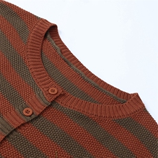 2025年秋季新款圆领条纹针织女士开衫外套时尚休闲通勤百搭，女装针织衫/毛衣，长今羊