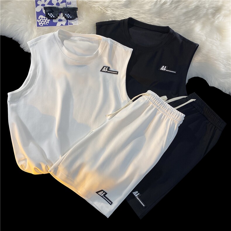 青少年运动款冰丝无袖套装舒适超薄百搭抗皱速干TZ81-特批68，男装休闲套装，星座718