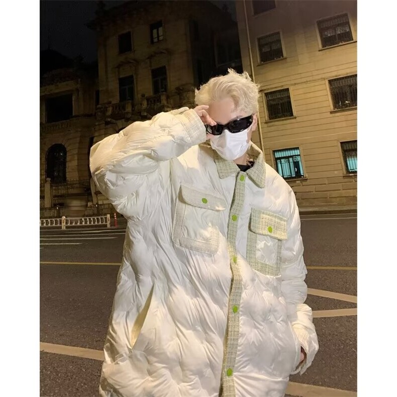 小香风拼接棉服男冬季韩系小众高级感潮牌棉衣慵懒风情侣加厚,男装棉衣,星座410-6（原星座1304-1）